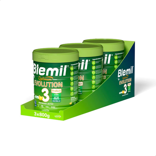 [3 UNIDADES] Blemil 3 Optimum Evolution | 800g | Preparado Lácteo en Polvo para Niños de 1 a 3 años - 0% Azúcares Añadidos, sin Aceite de Palma